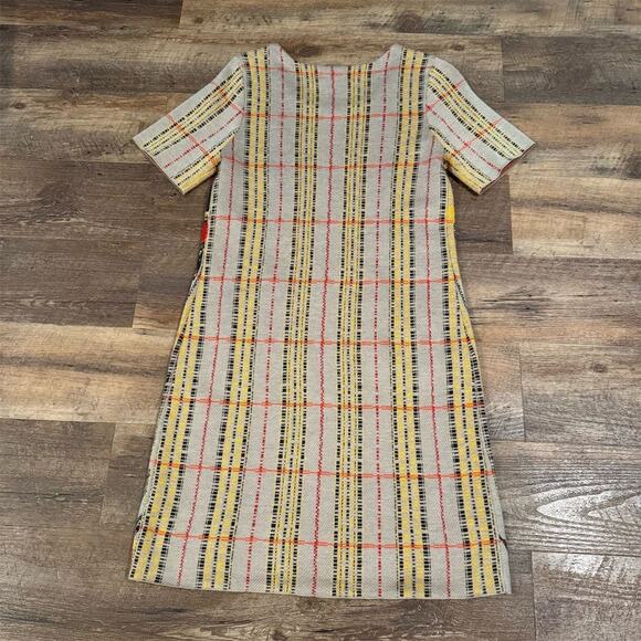 Anthropologie Troubadour Bloomline Knit Shift M Plaid Floral Wool Blend Office - Picture 2 of 8